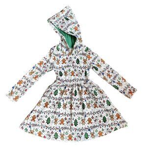 Squiggly Lines Design Holiday Print Hooded Dress sz 6